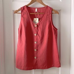 Grae Cove Linen Button Tank